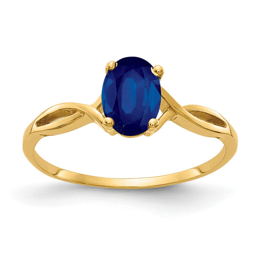 14k 7x5mm Oval Blue Sapphire Ring