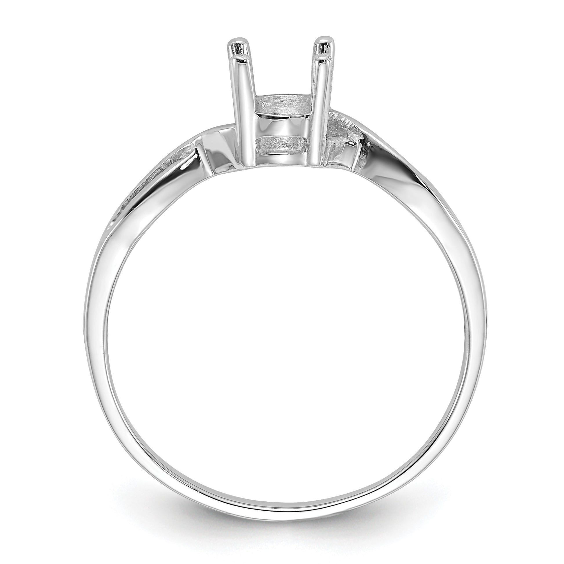 14k White Gold Holds 7x5mm Oval Gemstone Ring Mounting