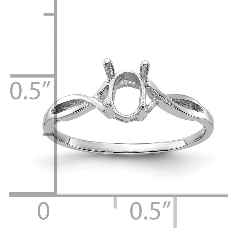 14k White Gold Holds 7x5mm Oval Gemstone Ring Mounting