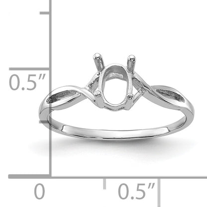 14k White Gold Holds 7x5mm Oval Gemstone Ring Mounting