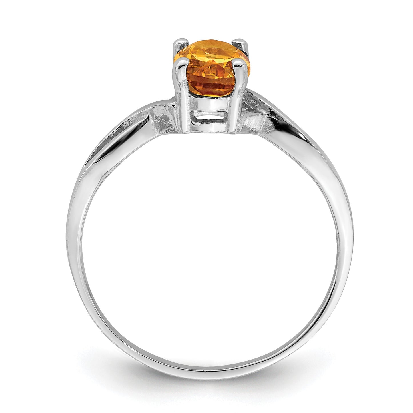 14k White Gold 7x5mm Oval Citrine Twist Ring
