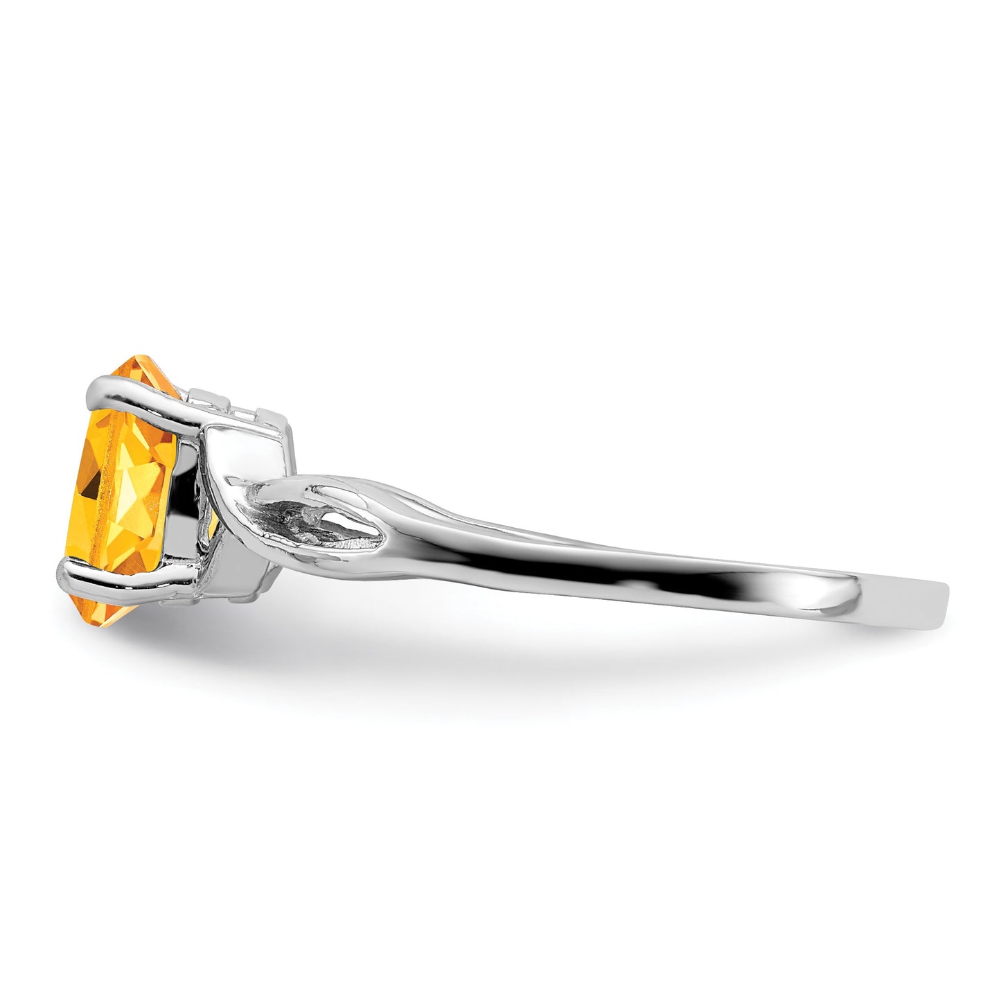 14k White Gold 7x5mm Oval Citrine Twist Ring