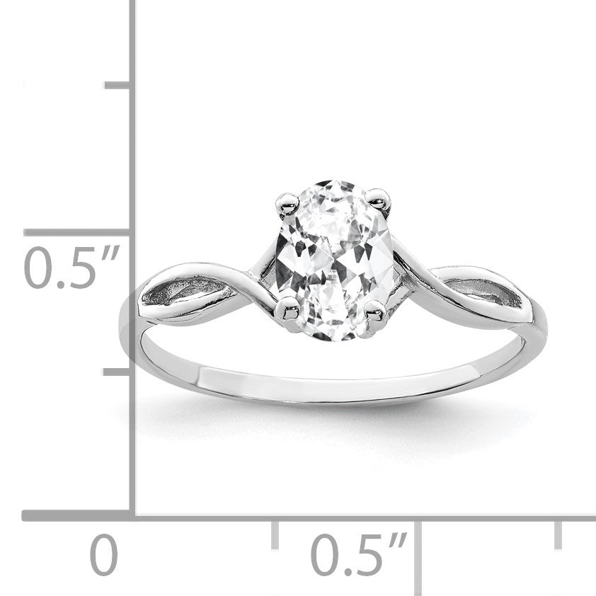 14k White Gold 7x5mm Oval Cubic Zirconia Twist Ring