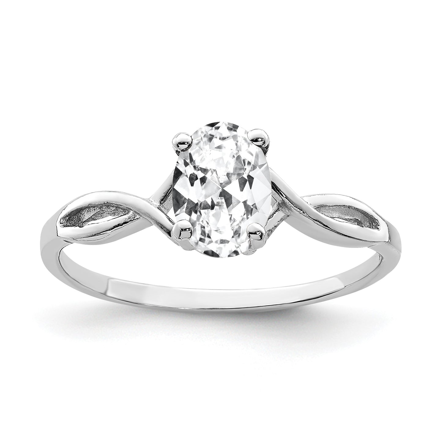 14k White Gold 7x5mm Oval Cubic Zirconia Twist Ring
