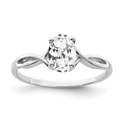 14k White Gold 7x5mm Oval Cubic Zirconia Twist Ring