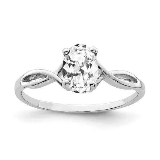 14k White Gold 7x5mm Oval Cubic Zirconia Twist Ring
