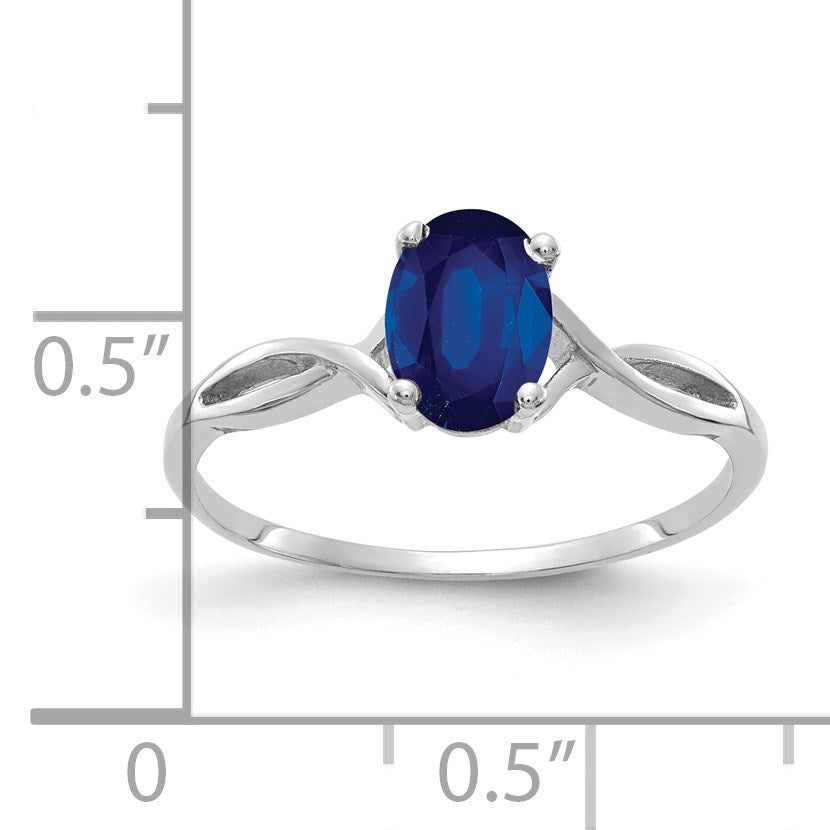 14k White Gold 7x5mm Oval Blue Sapphire Ring