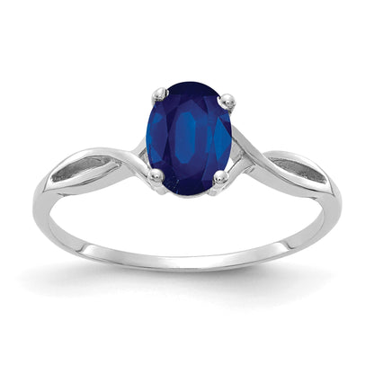 14k White Gold 7x5mm Oval Blue Sapphire Ring