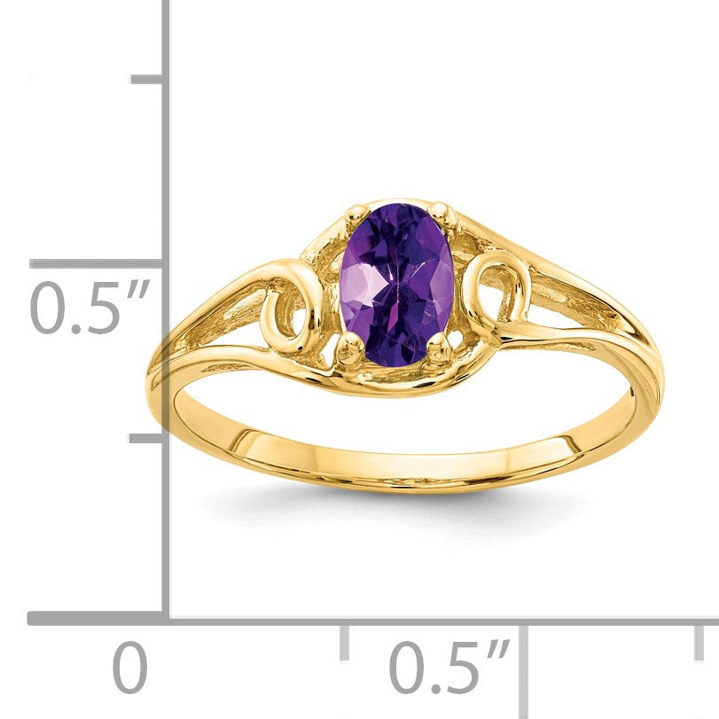 14k 6x4mm Oval Amethyst Ring