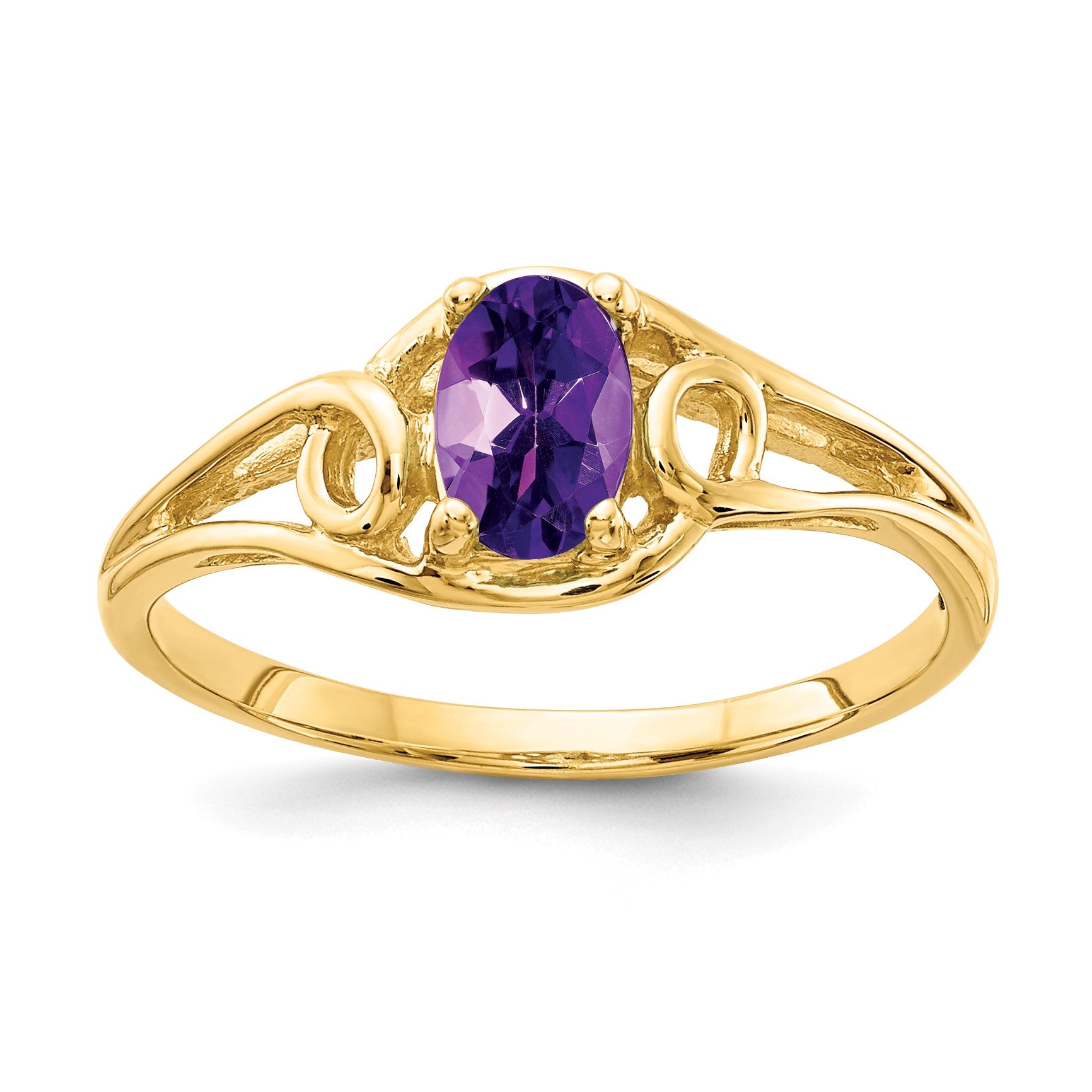 14k 6x4mm Oval Amethyst Ring