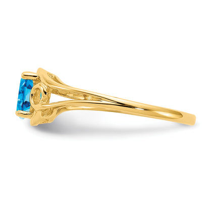 14k 6x4mm Oval Blue Topaz Ring