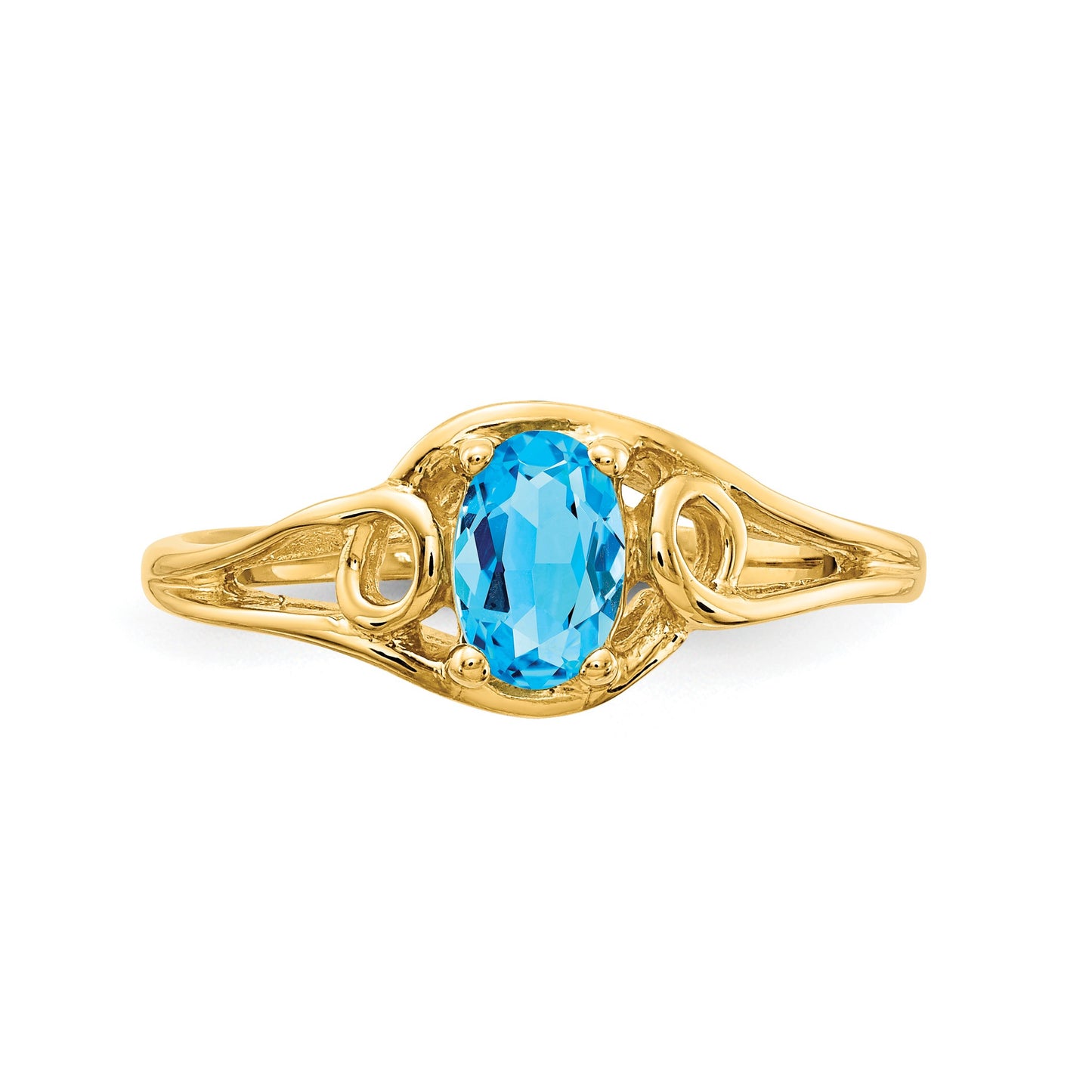 14k 6x4mm Oval Blue Topaz Ring