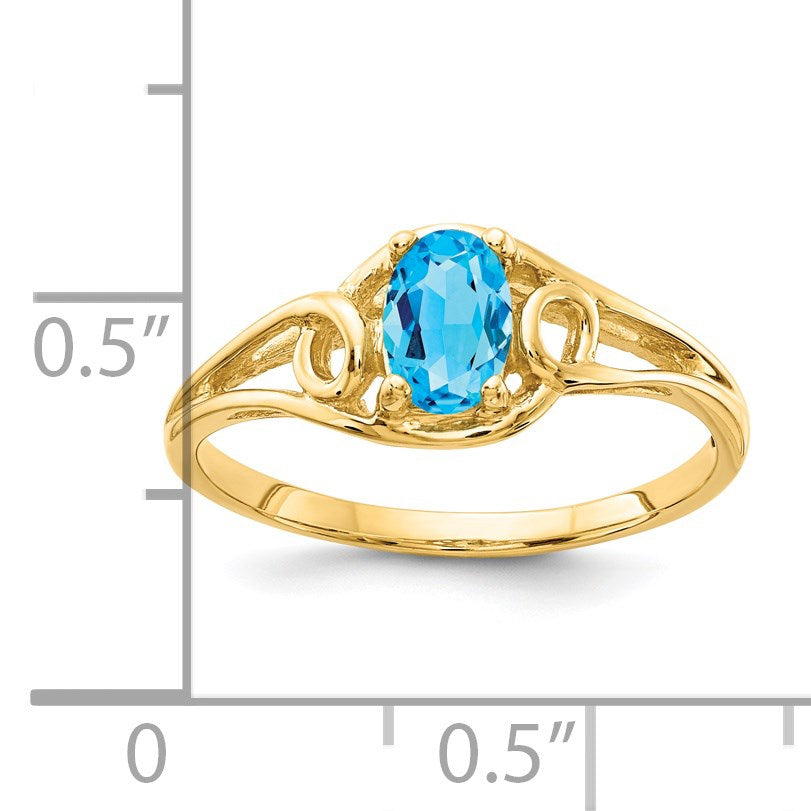 14k 6x4mm Oval Blue Topaz Ring