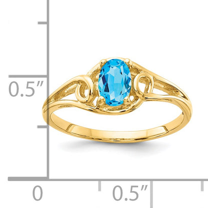 14k 6x4mm Oval Blue Topaz Ring