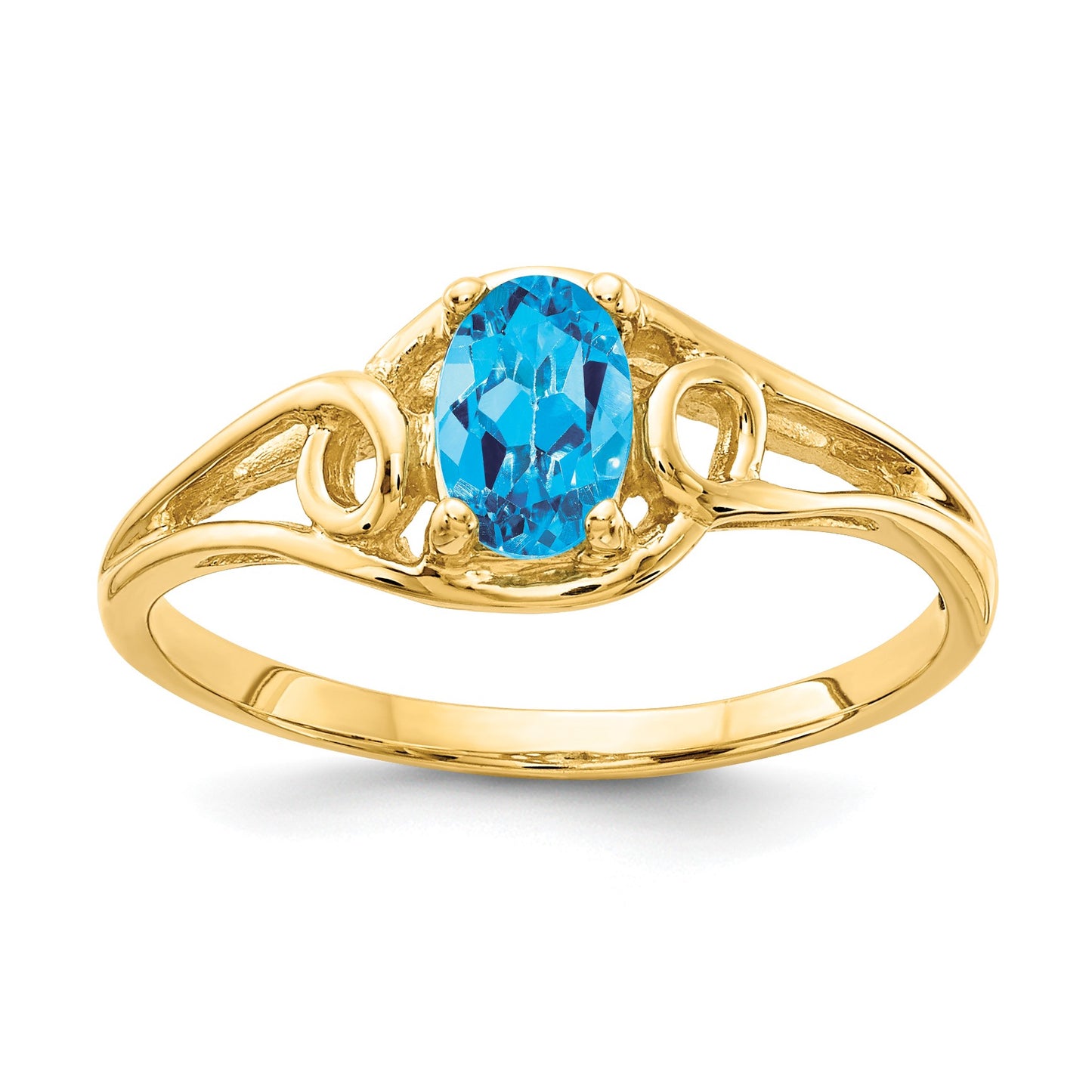 14k 6x4mm Oval Blue Topaz Ring
