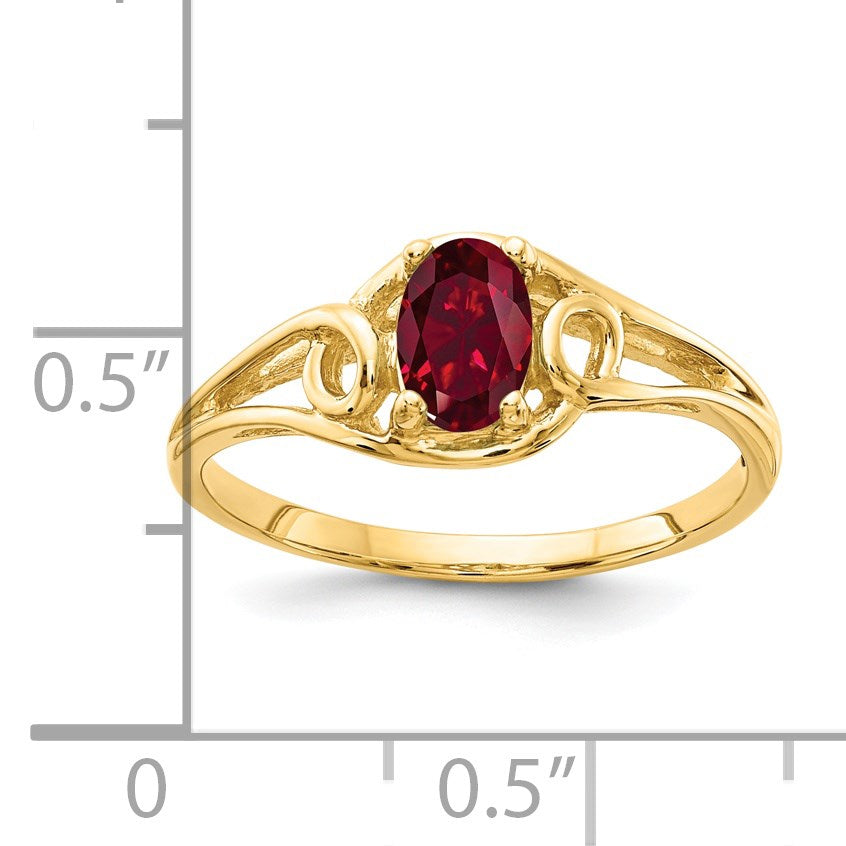 14k 6x4mm Oval Lab-Created Ruby Ring