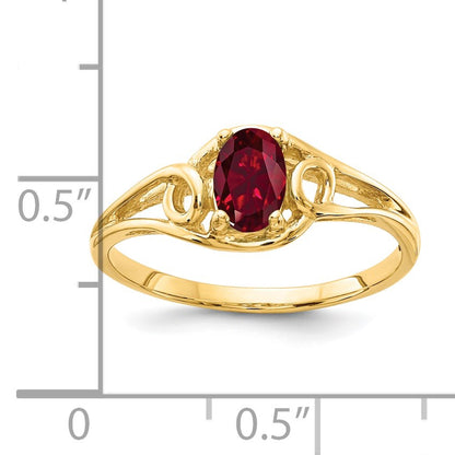 14k 6x4mm Oval Lab-Created Ruby Ring