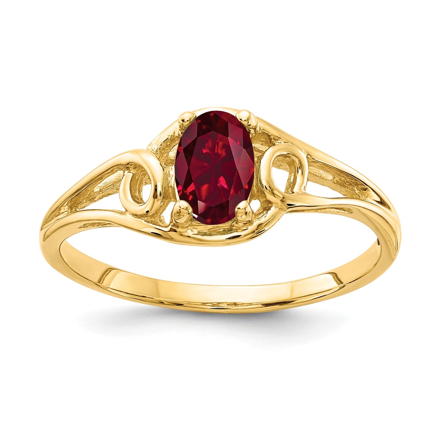 14k 6x4mm Oval Lab-Created Ruby Ring