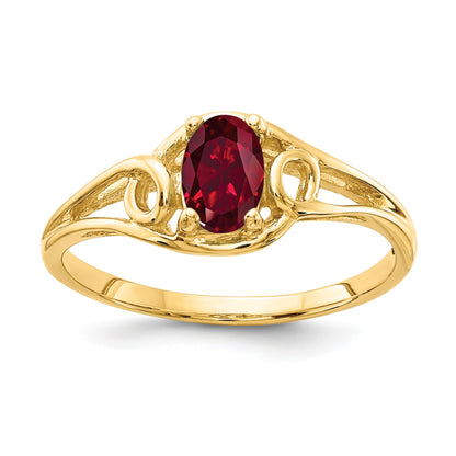 14k 6x4mm Oval Lab-Created Ruby Ring