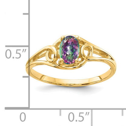 14k 6x4mm Oval Mystic Fire Topaz Ring