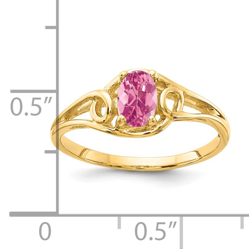 14k 6x4mm Oval Pink Tourmaline Ring