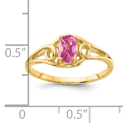 14k 6x4mm Oval Pink Tourmaline Ring
