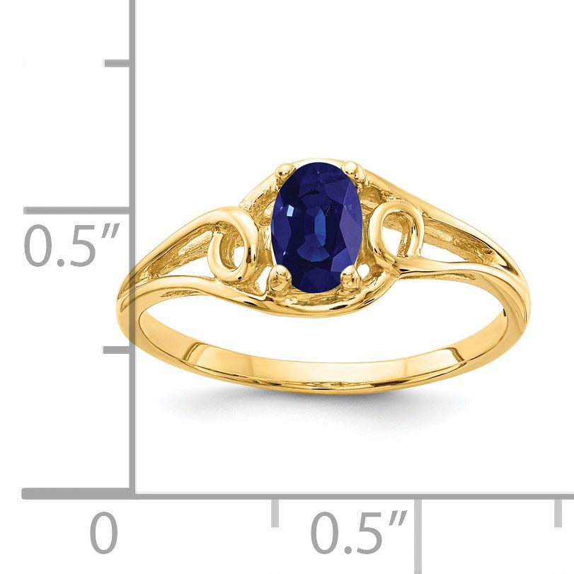 14k 6x4mm Oval Blue Sapphire Ring