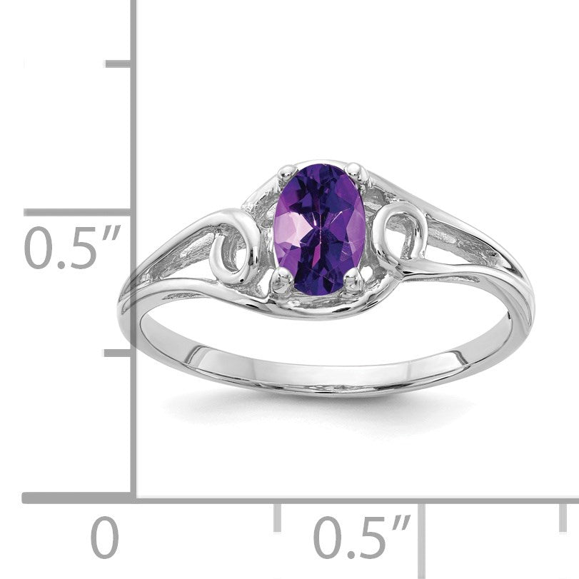 14k White Gold 6x4mm Oval Amethyst Ring
