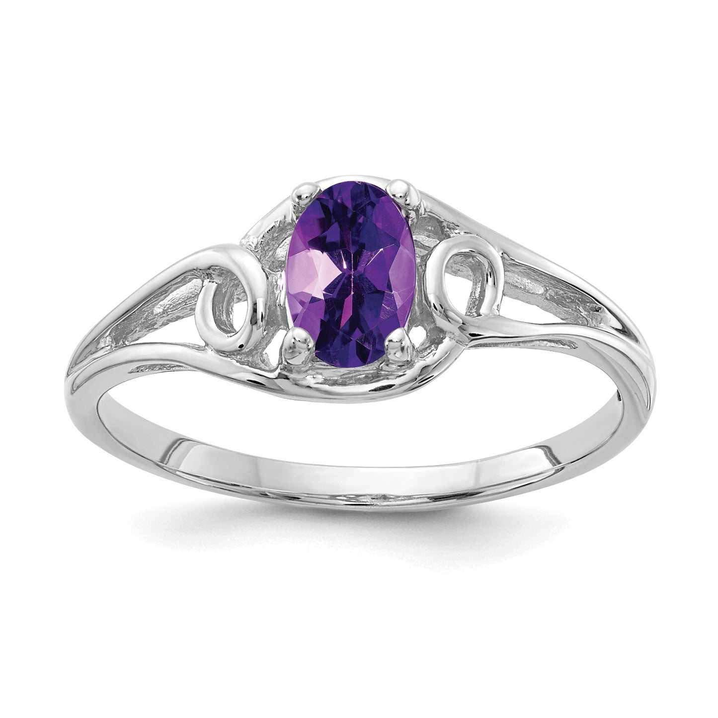 14k White Gold 6x4mm Oval Amethyst Ring