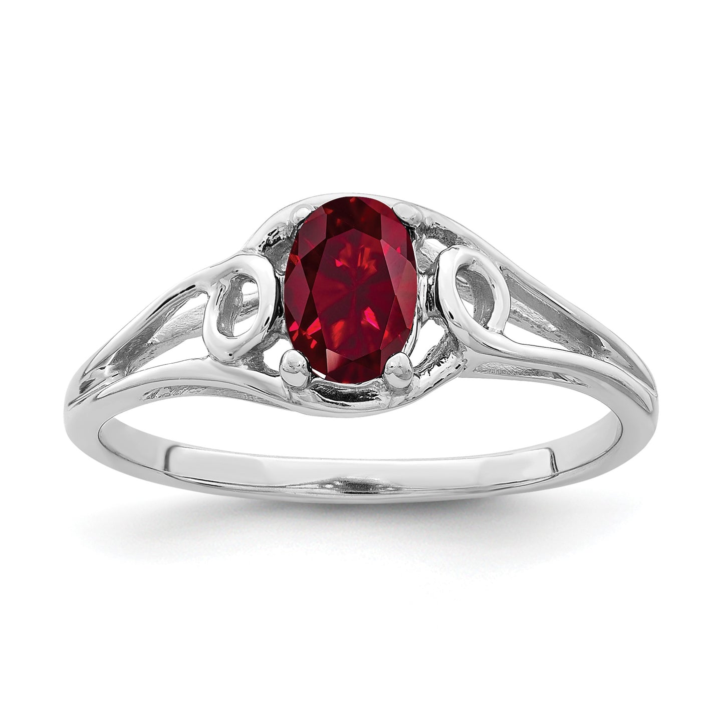 14k White Gold 6x4mm Oval Lab-Created Ruby Ring