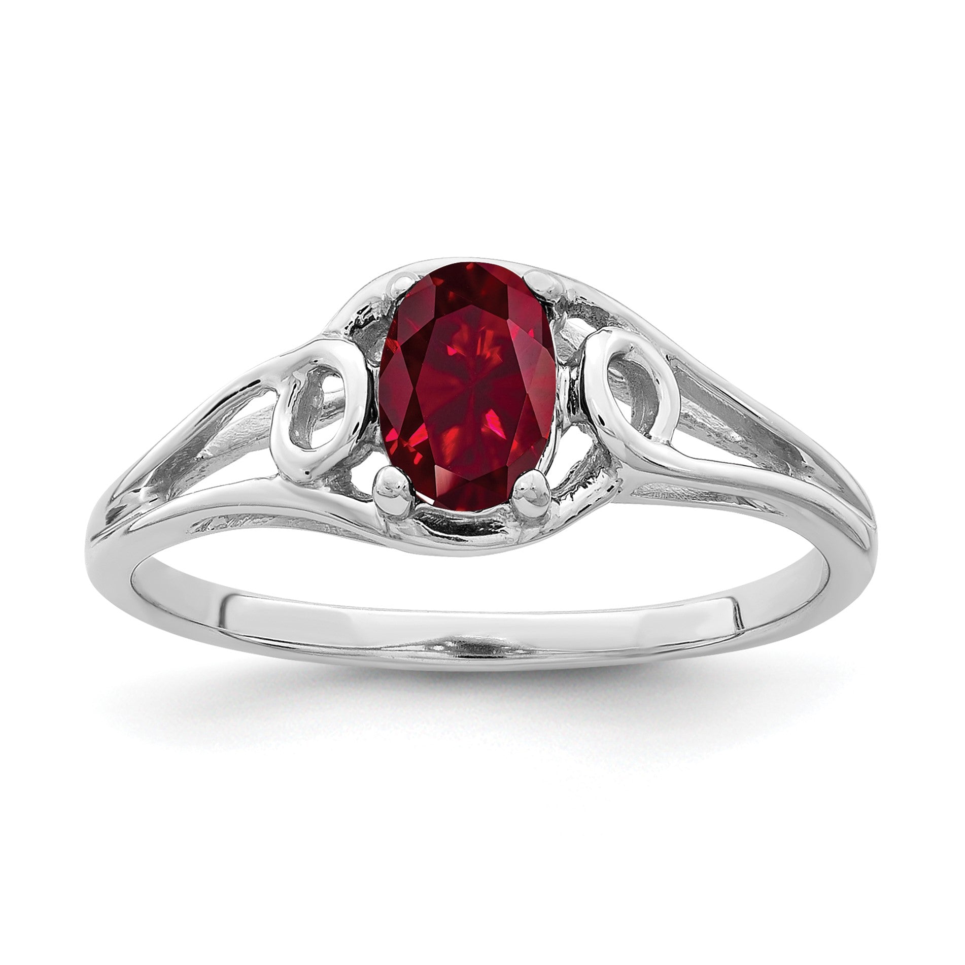 14k White Gold 6x4mm Oval Lab-Created Ruby Ring