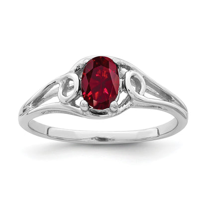 14k White Gold 6x4mm Oval Lab-Created Ruby Ring