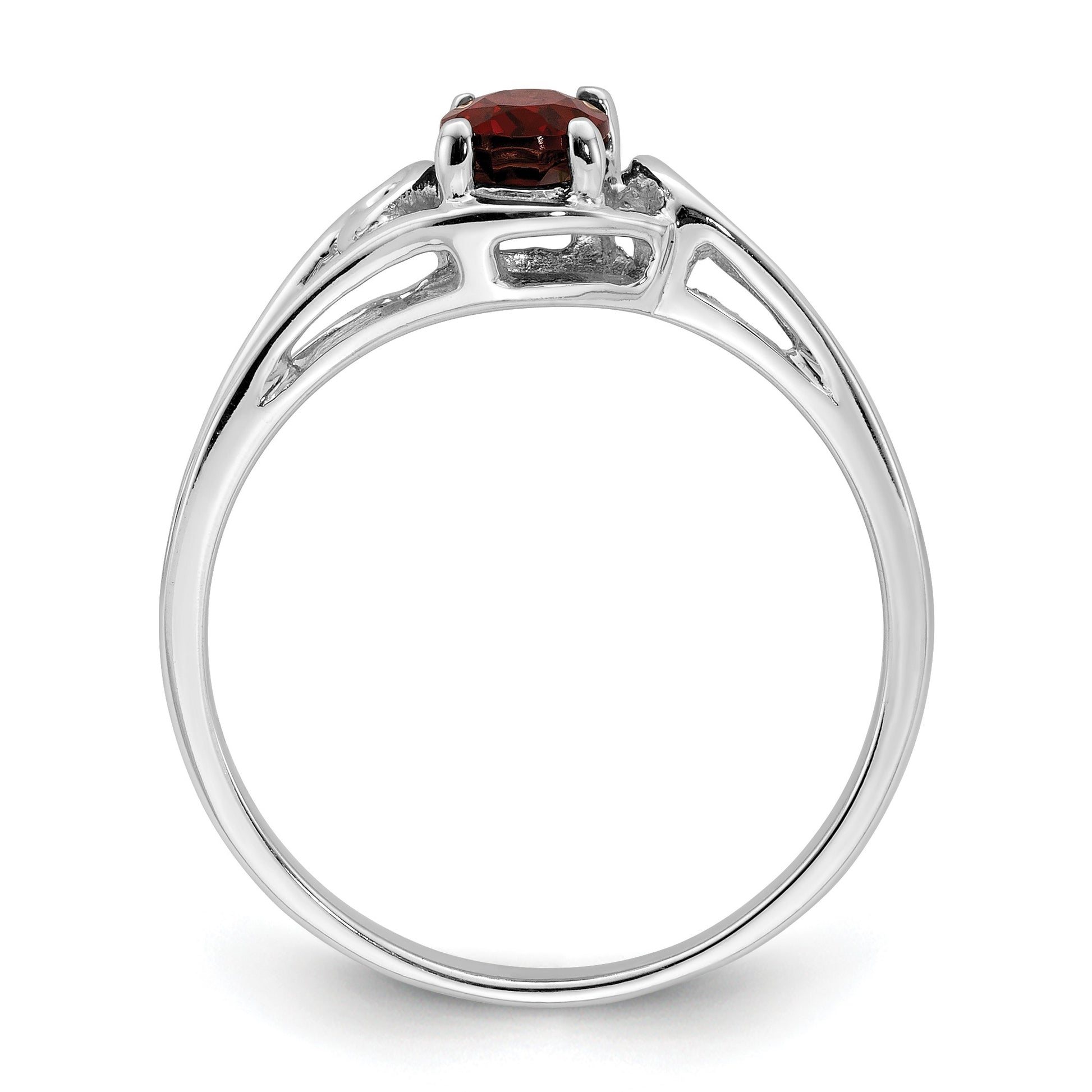 14k White Gold 6x4mm Oval Garnet Ring