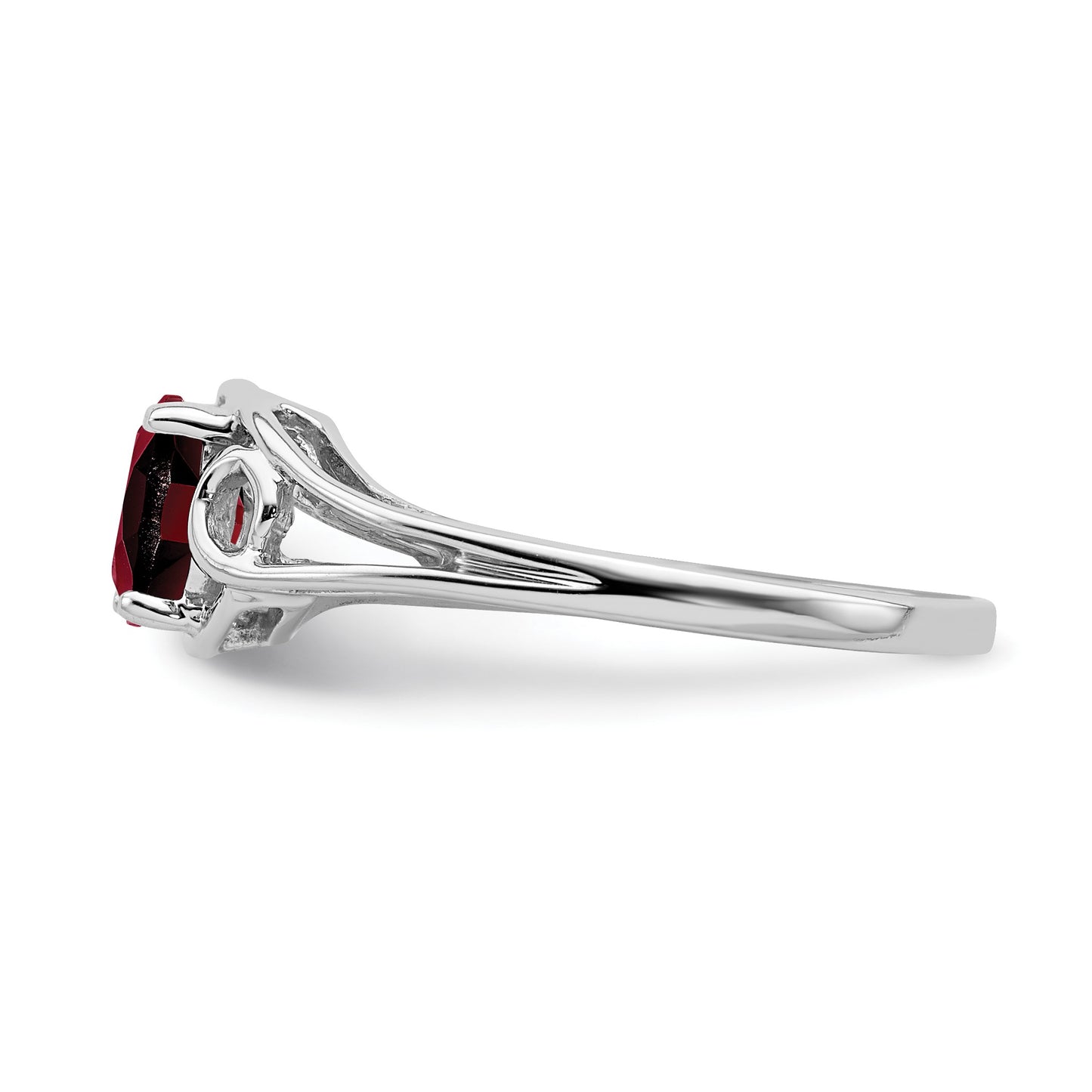 14k White Gold 6x4mm Oval Garnet Ring