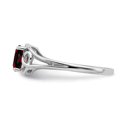 14k White Gold 6x4mm Oval Garnet Ring