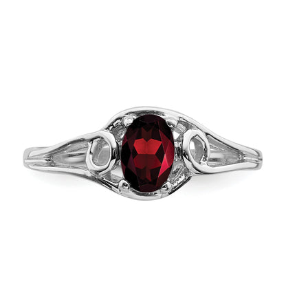 14k White Gold 6x4mm Oval Garnet Ring