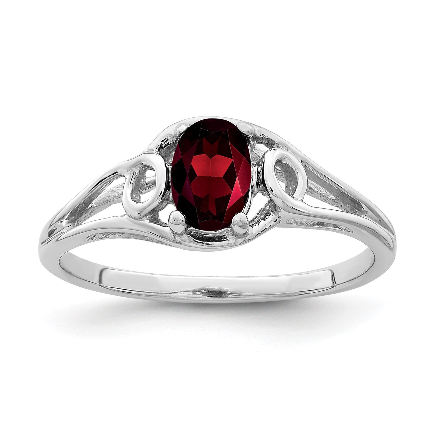 14k White Gold 6x4mm Oval Garnet Ring