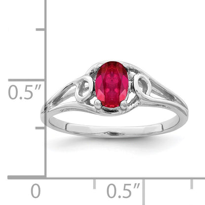 14k White Gold 7x5mm Oval Ruby Ring