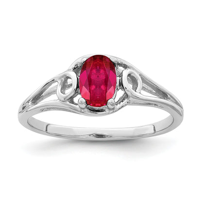 14k White Gold 7x5mm Oval Ruby Ring