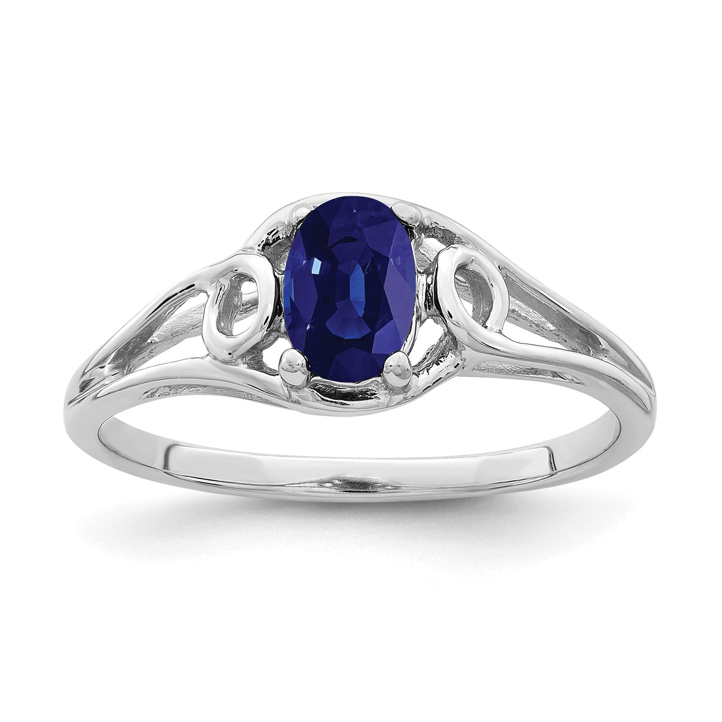 14k White Gold 7x5mm Oval Blue Sapphire Ring