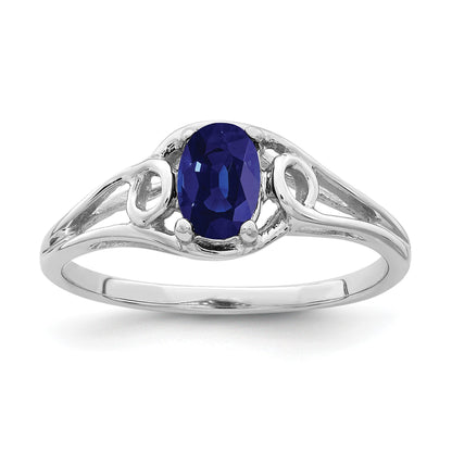 14k White Gold 7x5mm Oval Blue Sapphire Ring