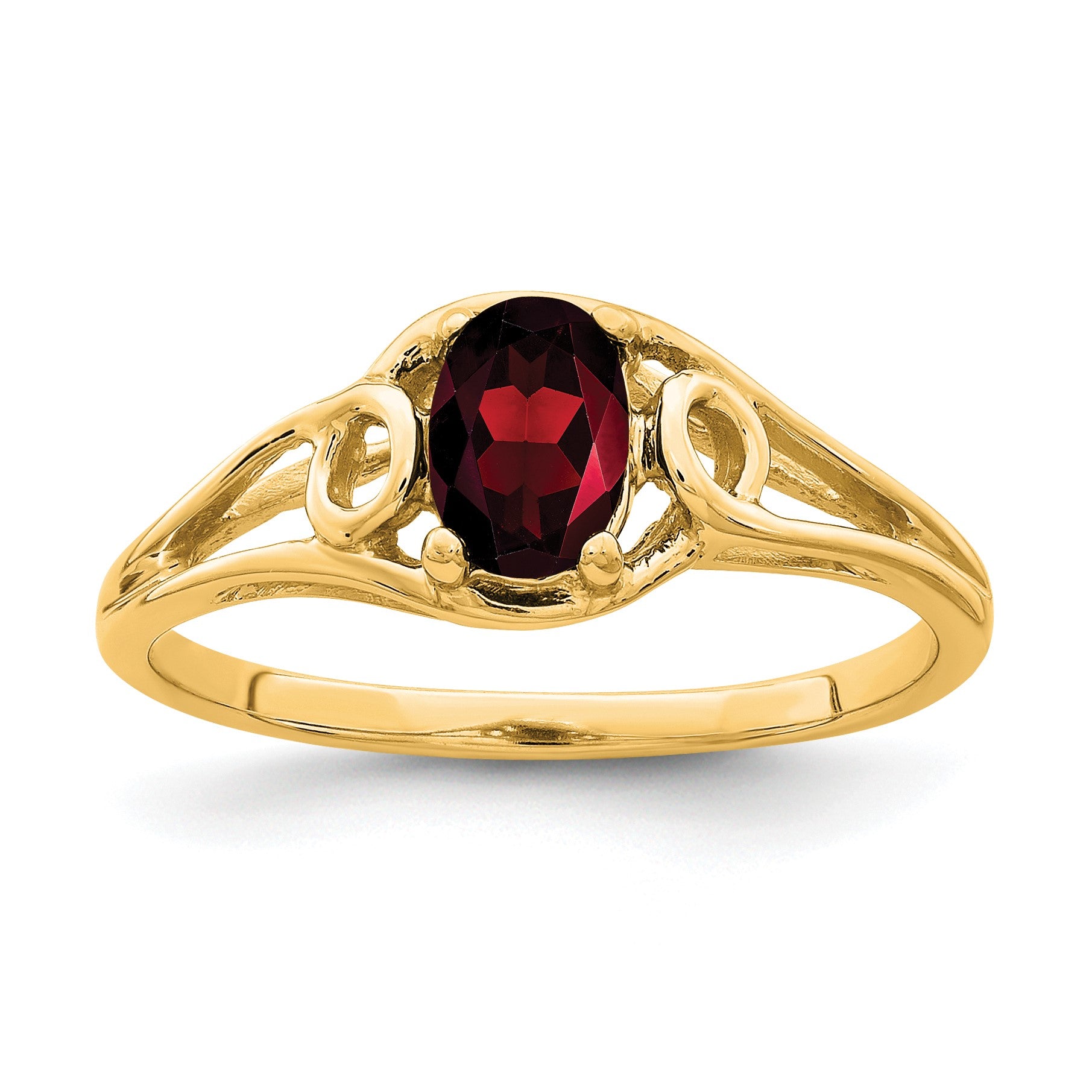 14K 6x4mm Oval Garnet Ring