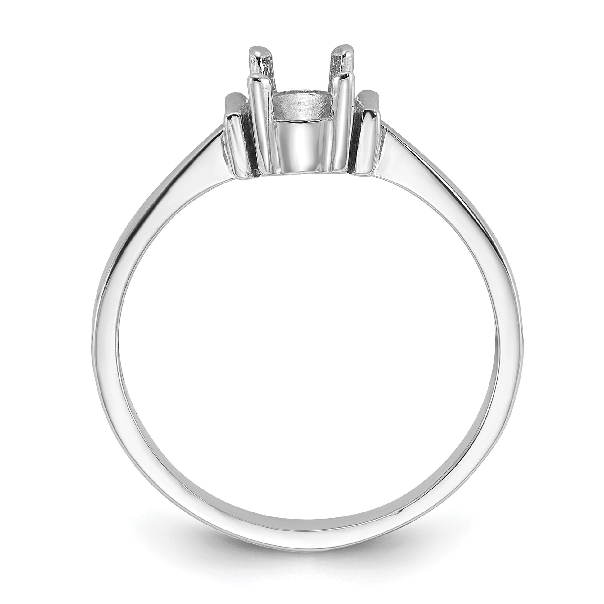 14k White Gold Polished Holds 7x5 Oval Gemstone Ring Mounting
