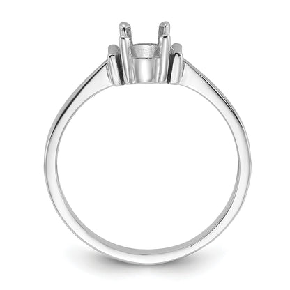 14k White Gold Polished Holds 7x5 Oval Gemstone Ring Mounting