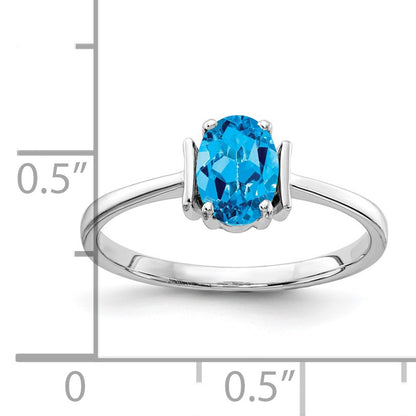 14k White Gold 7x5mm Oval Blue Topaz Ring