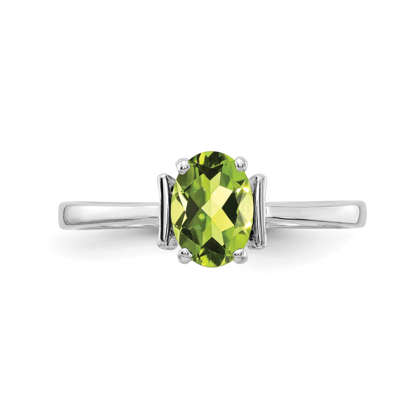 14k White Gold 7x5mm Oval Peridot ring