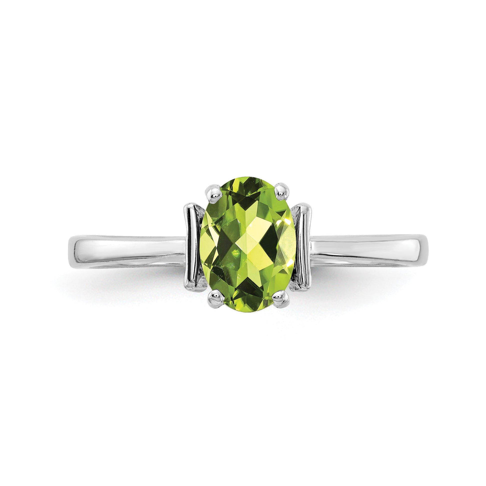 14k White Gold 7x5mm Oval Peridot ring