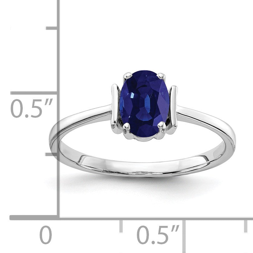 14k White Gold 7x5mm Oval Blue Sapphire Ring
