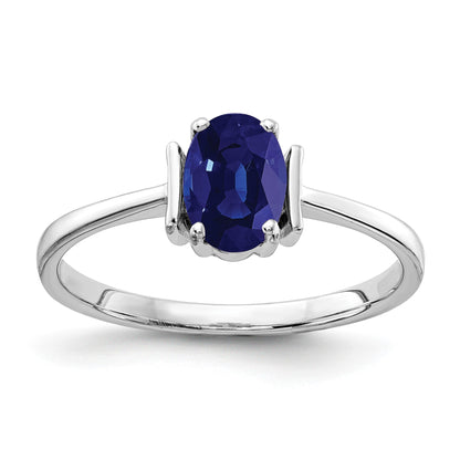 14k White Gold 7x5mm Oval Blue Sapphire Ring