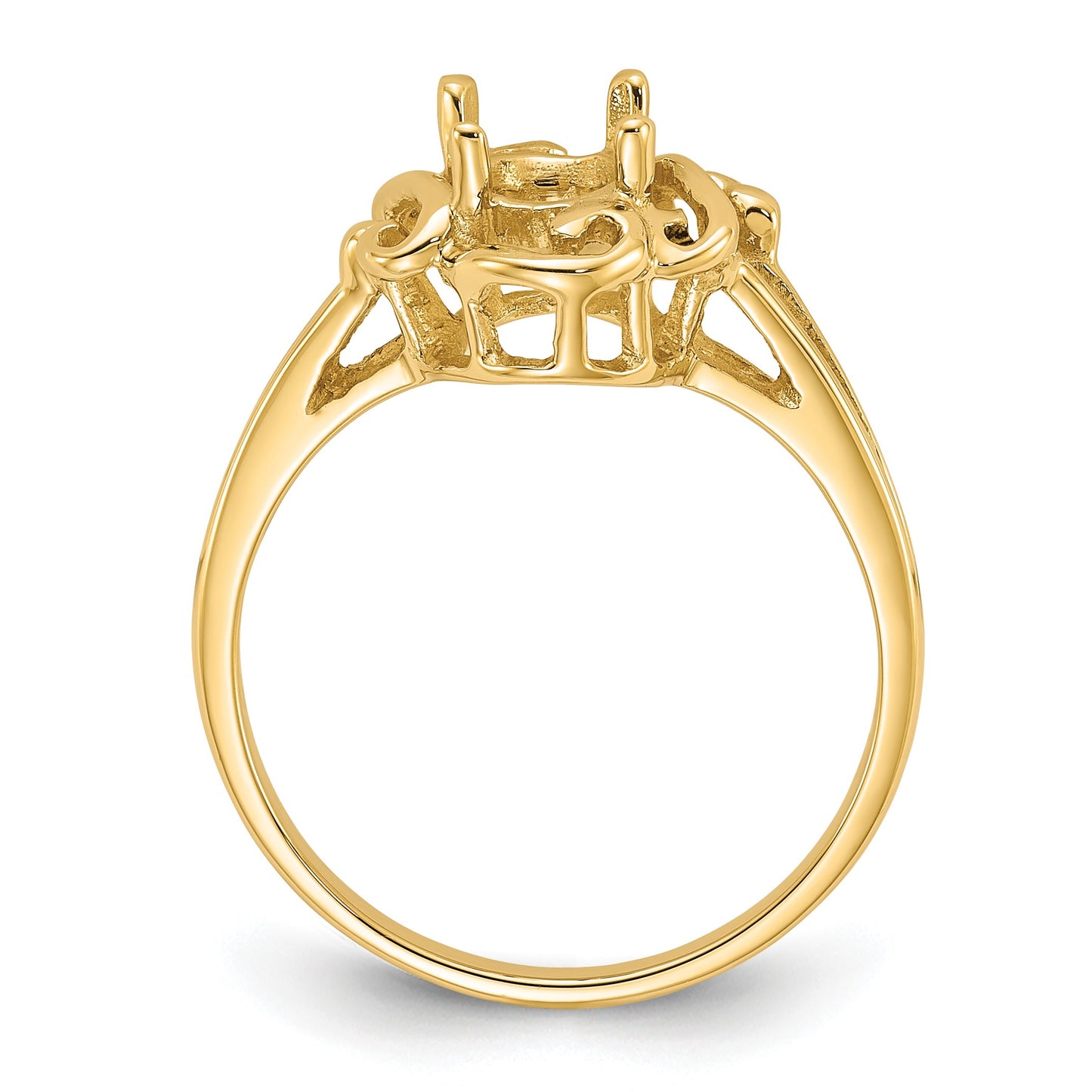 14k Polished Holds 7x5 Oval Gemstone Ring Mounting